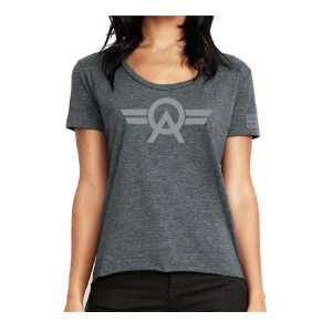 front of womens aviator scoop neck tee